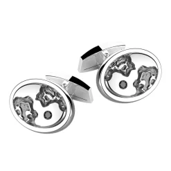 Gemelli Zancan in argento con pietra nera.