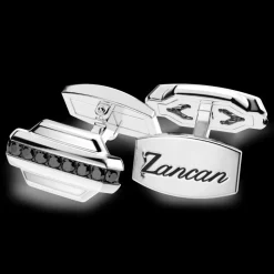 Gemelli Zancan in argento con pietre nere.