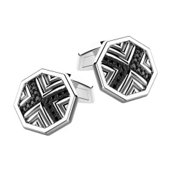 Gemelli Zancan in argento con pietre nere.
