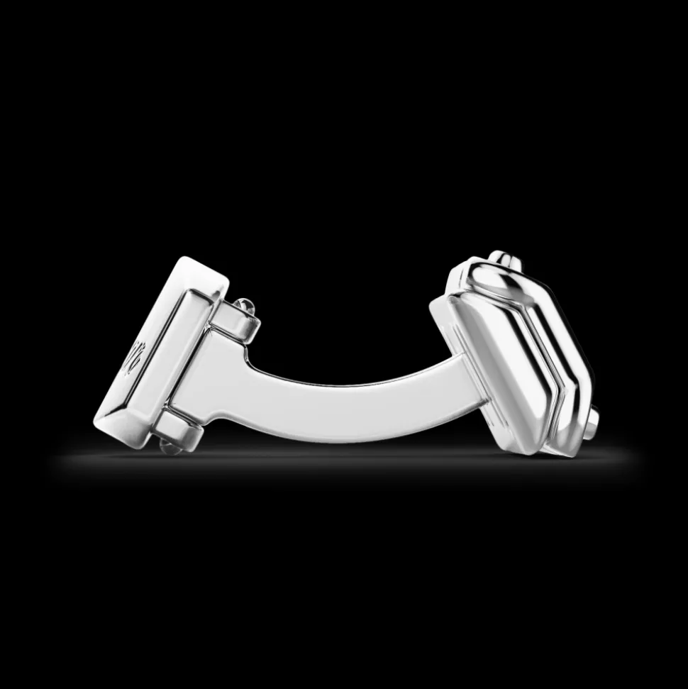 Gemelli Zancan in argento con pietre nere.