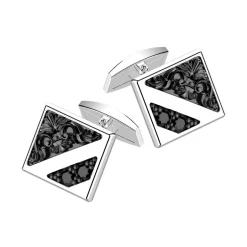 Gemelli Zancan quadrati in argento brubito e pietre nere.