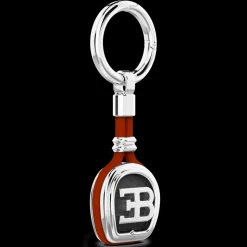 Portachiavi Bugatti in argento e pelle.