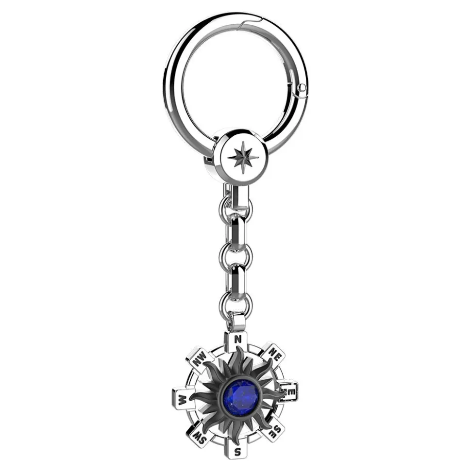 Portachiavi in argento con sole e pietra Lapis